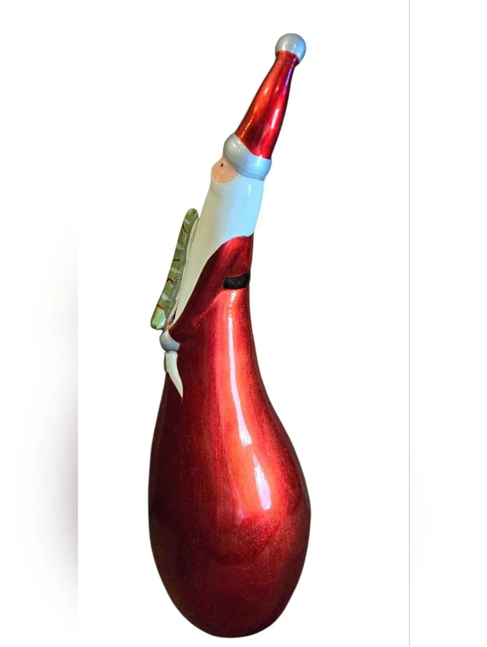 Vintage Pier 1 Glass Whimsical Tall Slim Santa Claus Curvy Figurine Gourd Style